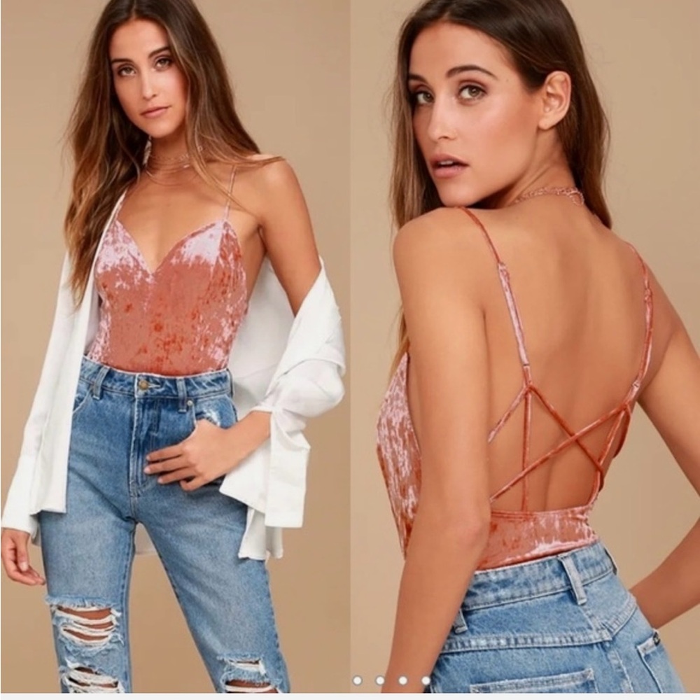 Lulus Velvet Bodysuit - Dusty Rose